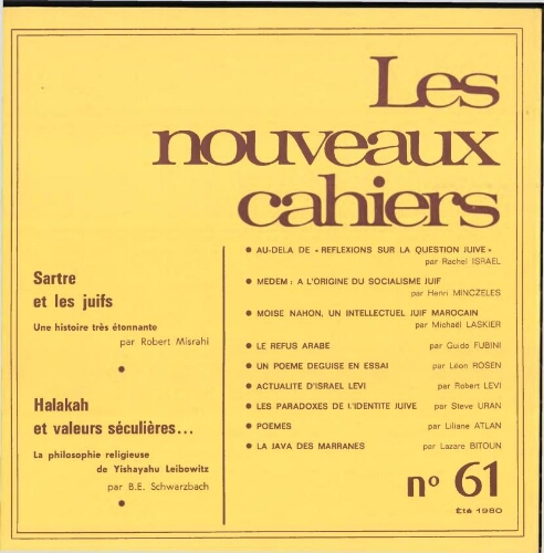 Les Nouveaux Cahiers N°061 (Eté 1980)
